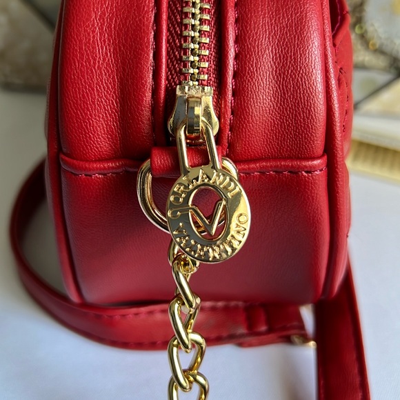 Valentino Orlandi Red Gold Hardware Chain Crossbody Bag 8Wx6Hin. - Picture 14 of 15